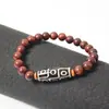 Comercio Exterior Más Vendido Pulsera de Ágata Negra y Roja con Cuentas de Sándalo Pulsera de Pareja con Cuenta Dzi de Nueve Ojos de Tíbet Venta al por Mayor