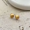 Brincos Redondos de Metal Escovado de Alta Qualidade para Mulheres Estilosos Retro Coreanos Simples Versáteis Elegantes Brincos de Moda Brincos