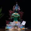Decoración de Buda para el Hogar Buda del Tíbet Nepal Pigmento Mineral Pintado Cobre 10 Pulgadas Buda Madre Verde
