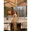 Vestido sexy de malla de color liso con forro y cordones, estilo socialité transfronterizo para mujer, vestido largo ajustado transparente de principios de otoño
