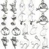 10 Colgantes de Gato Hueco de Plata de Tíbet Animales Lindos de Dibujos Animados Accesorios para Pulsera DIY Accesorios para Pendientes