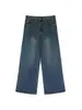 Jeans Anchos de Pierna Recta Sueltos Estilo High Street Americano para Mujer Tallas Grandes MM Gorditas Pantalones Versátiles que Adelgazan de Pierna Recta Caída Larga
