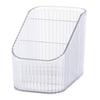 Caja de almacenamiento de maquillaje de plástico transparente a rayas, caja de almacenamiento con compartimentos de moda simple, caja de almacenamiento de escritorio para oficina al por mayor