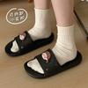 Sandalias y pantuflas casuales cómodas para el hogar para mujer, verano, suaves, lindas, de EVA, de una tira con agujeros A1805yzddx + Hbznh