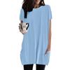 Camiseta Sencilla de Manga Corta Europea y Americana para Mujer en Stock Camisa Básica Casual Pantalones de Bolsillo con Solapa de Verano Amazon Top de Longitud Media
