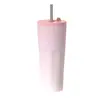 Novo Copo de Café com Canudo Rebatível, Cor Degradê, Alto Valor Estético, Copo Térmico de Aço Inoxidável com Parede Dupla a Vácuo, Copo de Água de Grande Capacidade