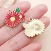 Aleación de Zinc Esmalte Margarita Lirio Flor de Cinco Pétalos Colgante Encanto Pulsera DIY Llavero Accesorios de Joyería
