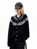 Retrô Americano High-End Cleanfit Malha Fair Isle Malharia Outono e Inverno Masculino e Feminino Jaqueta de Commuter Outono Precoce Tendência