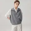 Chaleco de Punto de Cachemira Otoño/Invierno 2026 para Mujer Cuello Alto Media Cremallera Abertura Sin Mangas Suéter Chaleco de Punto Versátil
