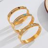 Joyería Geométrica Simple Personalizada Casual Elegante con Incrustaciones de Diseño Turquesa Acero Titanio Multicapa Calado Chapado en Oro Pulsera
