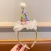Presente de aniversário infantil: Faixa de cabelo de bolo de morango, faixa de cabelo de desenho animado fofa para meninas, faixa de cabelo de bebê, não aperta a cabeça, acessório de cabelo para menininha