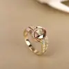 Anillo Dorado Colorido de Moda de Lujo Ligero Personalizado para Mujer, Diseño Sencillo de Nicho, Anillo Elegante Versátil de Gama Alta, Regalo
