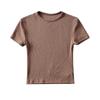 Kardashian Mesmo Estilo Estilo Europeu e Americano Camiseta Curta Feminina Justa Curta com Umbigo Exposto Manga Curta Elástica Pequena Top Básico Nair
