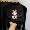 Nova camada de base térmica da moda e tendência outono/inverno para crianças, gola alta meia-manga para meninas, top quente e casual para crianças mais velhas