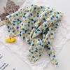 Pañuelo pequeño de seda de algodón y lino estilo pastoral francés, pañuelo cuadrado con flecos estilo occidental para mujer, pañuelo fino Ins de primavera y verano estampado multifunción