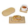 Bandeja Ovalada de Madera Estilo Japonés Hecha de Bambú Nan, Bandeja Sólida de Madera para Snacks para el Té de la Tarde, Diseño Popular Estilo Ins