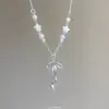 Colar Doce Exquisito Estilo Fada da Valsa Rosa Leve Luxo Design de Nicho Versátil Ilumina a Pele Não Exigente Quanto ao Tom de Pele