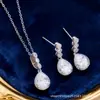 Set de Aretes y Collar Cdd Estilo Nuevo Exquisito Japonés y Coreano Decorado con Circonita Brillante, Elegante y Versátil, Directo de la Fábrica Fuente