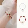 Pulseira Original Nova Estilo Chinês de Ágata Vermelha Natural do Sul e Pérola Shijia para Mulheres, Pulseira de Cristal de Luxo Leve com Toque de Alto Padrão