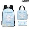 Mochila escolar con diseño de perro canela y orejas grandes de Sanrio, bolsa para el almuerzo para niños, estuche para lápices, juego de tres piezas