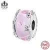 Aiful Lazo Rosa Cuentas de Cristal Plata de Ley S925 Pulsera DIY Soñadora Accesorios de Cuentas Accesorios de Joyería