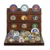 Estante de almacenamiento de monedas conmemorativas de madera para el hogar, estante de exhibición de medallas de monedas conmemorativas de escritorio, estante de exhibición de monedas de desafío de plata