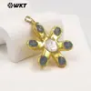 Wt-Jp473 Girassol Más Vendido Perla de Agua Dulce Natural Piedra Preciosa de Colores Colgante de Collar Chapado en Oro de 18 Quilates