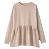 Roupa de Maternidade Outono e Inverno Conjunto Moda Acolchoado Manga Longa Casaco Amplo Veludo Branco Top Calça Wide Leg Conjunto de Duas Peças
