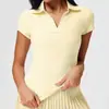 Playeras Deportivas Transfronterizas para Mujer, Ropa de Bádminton, Camiseta de Manga Corta con Cuello en V, Ropa de Verano Ajustada para Correr y Fitness, Ropa de Yoga