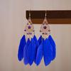 11 1 aretes de plumas de color para mujer aretes de taladro de punta de diamante al por mayor tu tixi yiwu joyería de margarita