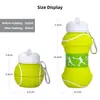 Botella de Agua Plegable - Botella Plegable de Silicona con Forma de Bola de 550ml, Grado Alimenticio, Boca Ancha con Gancho Mosquetón - Botella de Agua Deportiva Esférica Portátil para Niños, Exteriores, Camping, Gimnasio, Viajes