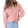Suéter de Cuello V Estilo Coreano Estilo Extranjero Abrigo de Mujer Primavera y Otoño 2023 Nuevo Color Sólido Ajuste Delgado Adelgazante Cardigan Corto de Punto