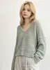 Suéter de Tricô Macio e Fofo com Gola V Solto Estilo Casual Simples Coreano para Mulheres Outono Inverno Novo Estilo Suéter de Manga Longa Macio
