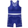 Conjunto de Calça Fitness com Costas Vazadas Macacão Respirável Sem Costura Colete Corrida Yoga Fitness Roupa Esportiva