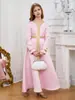 Comércio Exterior Fornecimento Atacadista Vestido Longo Rosa Infantil Moda Cruzada Vestido de Renda Rosa para Meninas