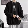 Nova coleção outono e inverno masculina: Casaco casual moderno estilo Hong Kong, camiseta soltinha de gola redonda e manga longa