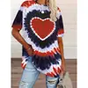 2026 Nueva Ropa para Mujer Tallas Grandes Transfronteriza de Amazon Y2 Camiseta con Estampado de Corazón Primavera y Verano Casual Holgada de Manga Corta