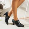 Sapatos de Salto Alto Elegantes Bico Fino Cor Sólida Estilo Retrô, Fivela de Flor Estilo Nacional, Adorno com Design de Rebites, Sapatos para o Trabalho