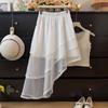 Productos Europeos 2025 Verano Nueva Moda Elegante Falda de Malla Asimétrica Falda Moda Femenina Cola de Golondrina Pastel Falda de Moda
