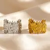 Conjunto de Pulsera y Anillo de Rostro de Sol Europeo y Americano, Joyería de Acero Inoxidable con Relieve Vintage de Sol y Luna, Joyería Transfronteriza al por Mayor