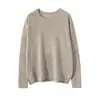 Tejido de Punto de Cachemir 100% Puro Hilo Fino Otoño e Invierno Nuevo Ropa de Punto para Mujer Cuello Redondo Holgado Jersey Cálido de Punto de Color Puro