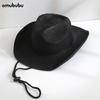 Sombrero de Paja Caliente Transfronterizo Sombrero Panamá Sombrero Occidental de Mezclilla Sombrero de Playa Suministro de Amazon Mezclilla Rizada