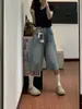 Shorts Jeans de Sete Pontos com Estrelas Full Sky Hot Drilling Feminino Verão Novo Plus Size Cintura Alta Soltos Emagrecedores Perna Larga Cuidadosamente Selecionados