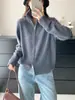 Nuevo cárdigan de lana 100% para otoño e invierno con doble cremallera, prenda exterior holgada de manga larga con cuello alto para mujer