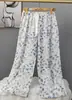 Pantalones de pijama de algodón para mujer, verano, finos, estampados, casuales, de pierna ancha, pueden usar mujeres embarazadas, comercio exterior, pantalones de talla grande