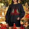 Nova chegada de Natal para mulheres Feliz Natal Árvore de Natal forrado de lã Ombros grossos Gola redonda Moletom