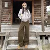 Laranja Infantil # Inverno Novo Jeans Simples de Perna Larga para Mulheres, Solto, Emagrecedor, Cobre a Carne, Calças Largas e Versáteis até o Chão