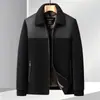 Chaqueta para hombre 2026 otoño e invierno, con cuello de solapa, cierre de cremallera, forro de polar, engrosada, adecuada para hombres jóvenes y de mediana edad, estilo business casual, cálida y para ir al trabajo