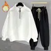 Traje Casual para Hombre, Traje de Dos Piezas para Hombre, Estilo Otoño e Invierno, Sudadera Trendy Juvenil de Cuello Semi-Alto de Manga Larga con Corte Holgado