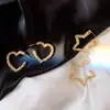 Pendientes de Estrella de Cinco Puntas Huecos, Aretes de Corazón, Pendientes Elegantes y Simples de Estilo Metálico, Pendientes de Estilo Estrella y Corazón de Nicho